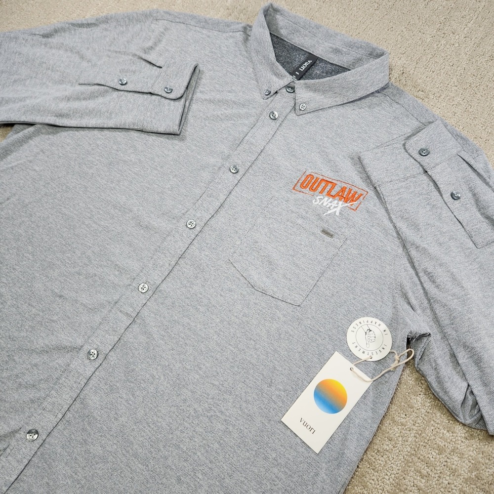 Vuori Shirt Men‎ XXL Ace Button Down Long Sleeve Light Gray Performance Modern